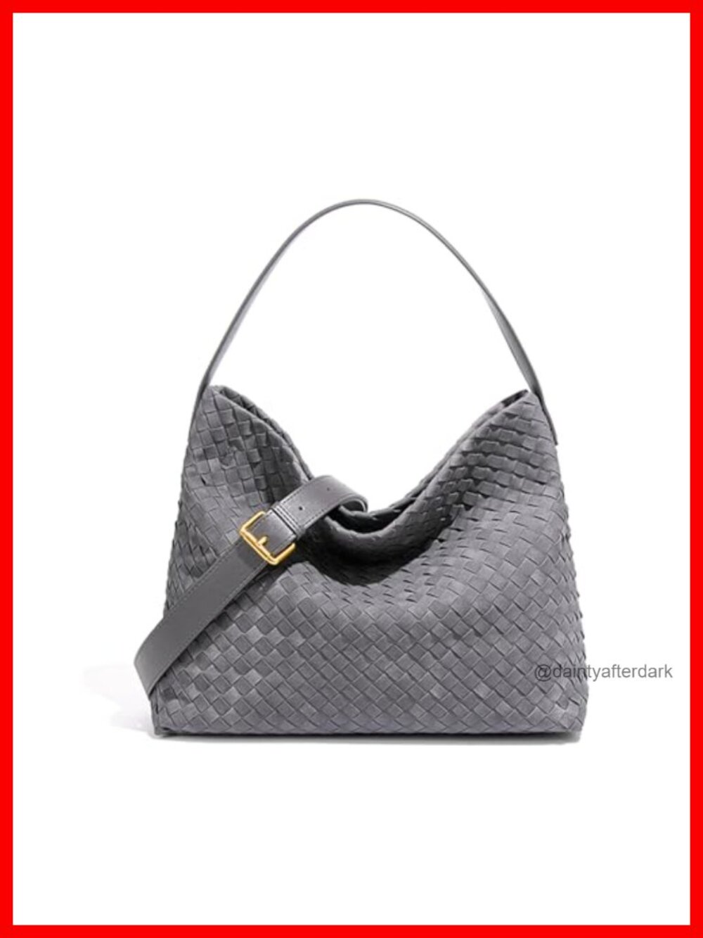 Woven Suede Hobo Bag Slouchy Crossbody Tote with Leather Handle
